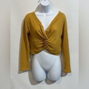Sadie & Sage Women’s Mustard Yellow Long Sleeve Crop Top Size Medium‎